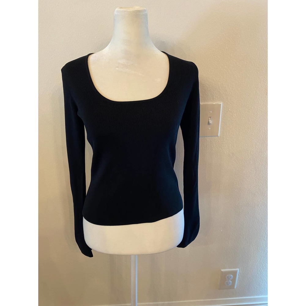 Venini Black long bell sleeve ribbed top XS - Picture 1 of 4